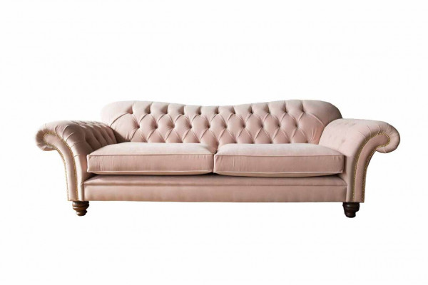 Canapé 3 places Chesterfield Canapé Siège Tissu Canapé Rose Rembourrage