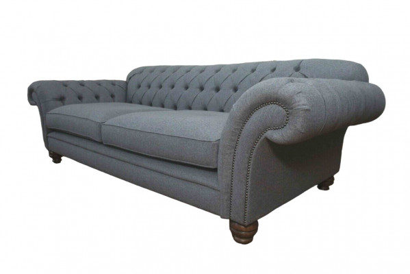 Canapé de luxe en textile Chesterfield Canapé Canapés Rembourrage 3 places Gris Design