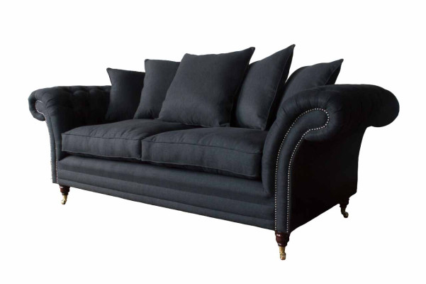 Canapé en tissu textile Canapé 3 places Siège de designer Rembourrage noir xxl grand