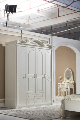 Lit Table de chevet Armoire de luxe Ensemble de chambre à coucher 4 pièces Design