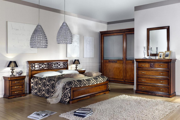 Chambre Lit Marron Meubles de Luxe Vaccari cav giovanni Lits Bois Massif Neuf