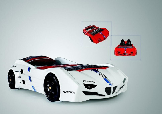 Lit de voiture de course avec matelas Lit de voiture Chambre d'enfants Lits Meubles nouveaux