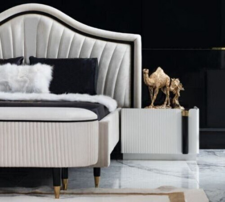 Ensemble chambre à coucher de 3 pièces Lit 2x Table de chevet Style Mobilier italien nouveau