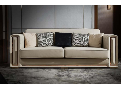 Chesterfield canapé en cuir beige de luxe Conception de salon Canapés rembourrés