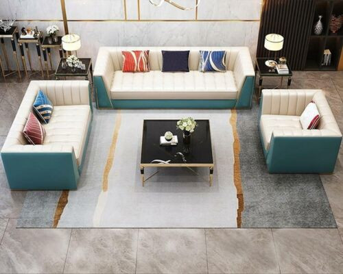 Canapé en cuir canapé canapé rembourrage 321 table basse 2x table d'appoint 6 pièces. neuf