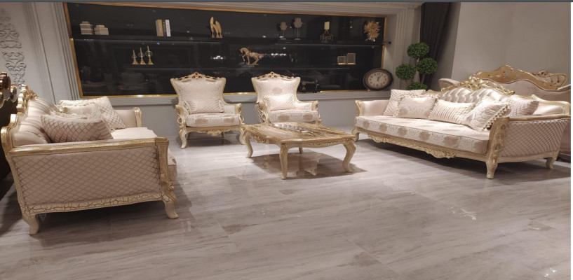 Ensemble de canapé luxueux 5 pièces avec 3+3+1 places et table basse