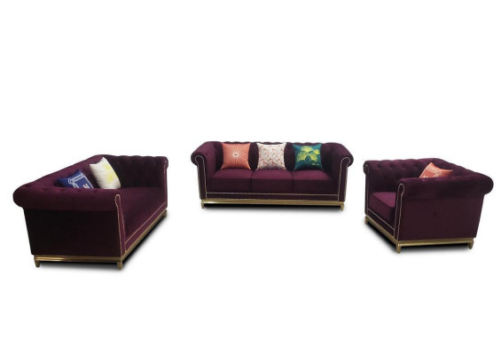 Chesterfield Ensemble de canapé de salon Luxe 3+2+1 Groupe nouveau