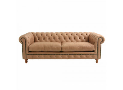 Canapé en cuir design - Chesterfield en tissu trois places de 220 cm