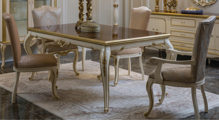 Table à manger française Salle à manger Table Classique Baroque Rococo nouveau