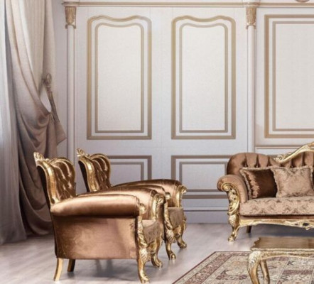 Fauteuil à ailes Fauteuil Baroque Canapé Rembourrage Chesterfield Siège Textile neuf