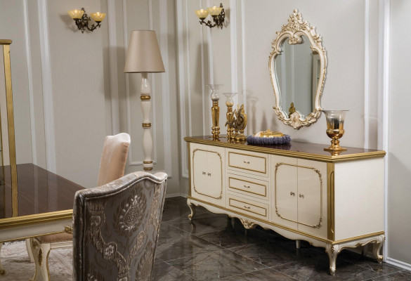 Table à manger française Salle à manger Table Classique Baroque Rococo nouveau