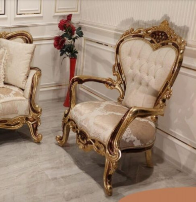 Un fauteuil classique de luxe en aile en baroque blanc de Chesterfield
