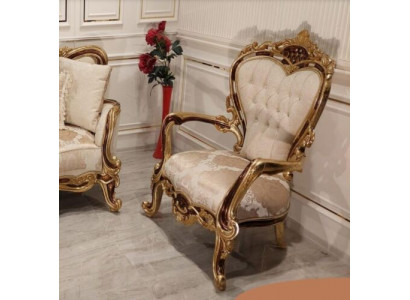 Un fauteuil classique de luxe en aile en baroque blanc de Chesterfield