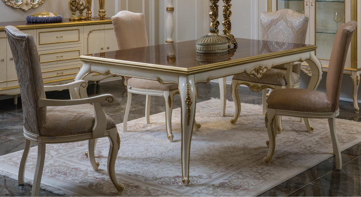 Table à manger française Salle à manger Table Classique Baroque Rococo nouveau