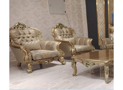 Fauteuil Fauteuil à Ailes Design Rembourrage Canapé Baroque Chesterfield Textile Salon Neuf