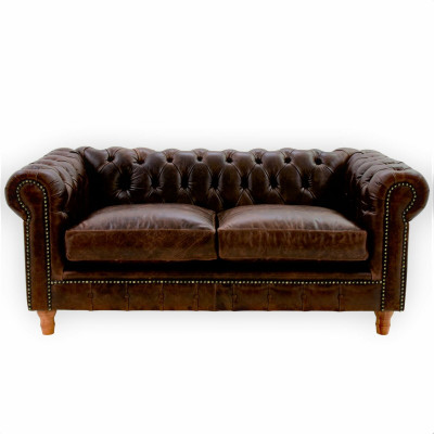 Canapé en cuir design - Chesterfield en tissu trois places de 220 cm