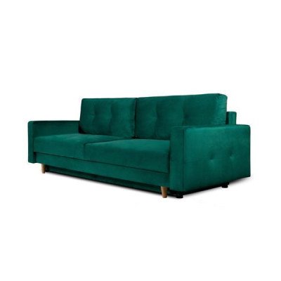 Fonctionnel et méga confortable canapé-lit trois places de luxe en vert.