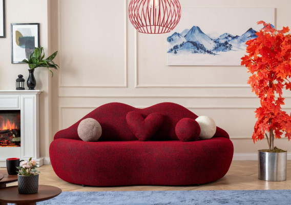 Lèvres Canapé design 3 places Canapé Rembourrage Canapés Canapés Textile Rouge