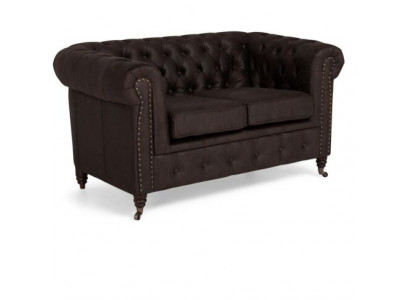 Canapé Chesterfield en textile à deux places Revêtement de canapé 2 places Canapés Canapés noirs neufs