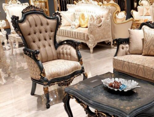 Fauteuil de luxe Fauteuil à ailes Design Tissu Chesterfield Canapé Canapé Tissu 1 Place