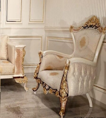 Fauteuil à ailes Fauteuil 1 place Design de luxe Tapisserie Canapé Textile Baroque Relaxation Tissu