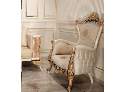Fauteuil à ailes Fauteuil 1 place Design de luxe Tapisserie Canapé Textile Baroque Relaxation Tissu