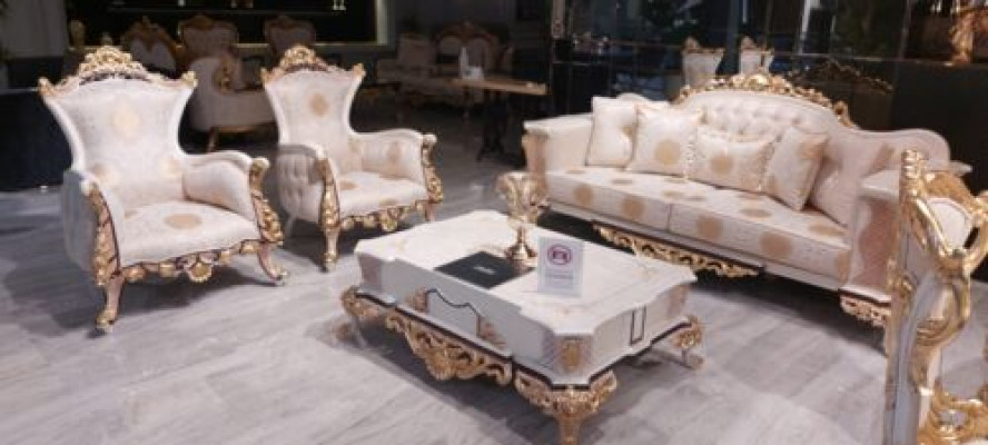 Set de luxe Chesterfield 3+3+1 Table basse Baroque Rococo coussin de siège ensembles
