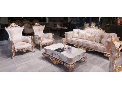 Set de luxe Chesterfield 3+3+1 Table basse Baroque Rococo coussin de siège ensembles