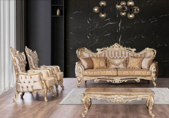 Ensemble de canapé de luxe Suite Set 3+1+1 Canapé Fauteuil Canapés Relax Salon