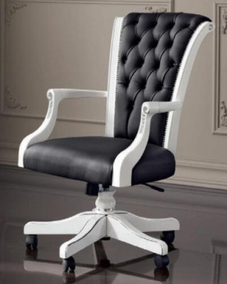 Chaise de bureau en bois Fauteuil de direction Chesterfield Meuble italien Chaise pivotante Fauteuil Chaise