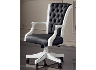 Chaise de bureau en bois Fauteuil de direction Chesterfield Meuble italien Chaise pivotante Fauteuil Chaise
