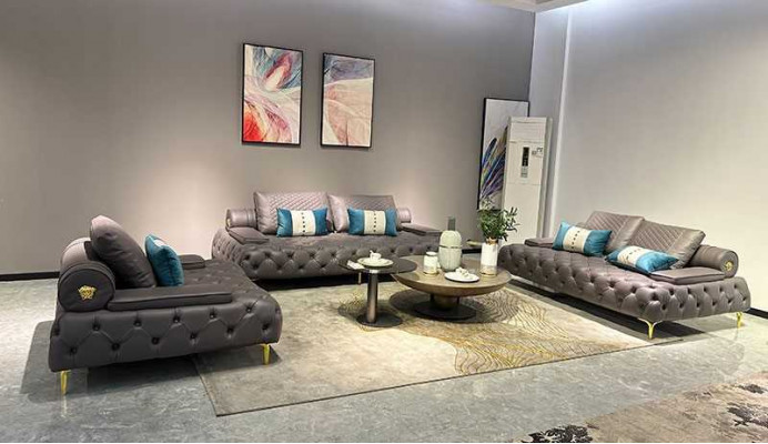 Canapé 3 places Mobilier Cuir Trois Canapés 3 places Style de salon 3 places Chesterfield
