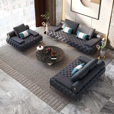 Canapé 3 places Mobilier Cuir Trois Canapés 3 places Style de salon 3 places Chesterfield