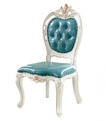 Chaise Bleu Luxe Salle à manger Rembourrage Cuir Chaises Élégantes Classiques