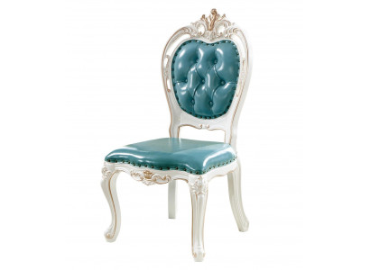 Chaise Bleu Luxe Salle à manger Rembourrage Cuir Chaises Élégantes Classiques