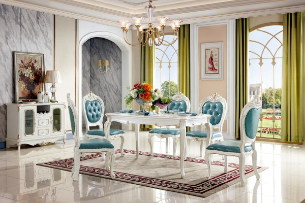 Chaise Bleu Luxe Salle à manger Rembourrage Cuir Chaises Élégantes Classiques