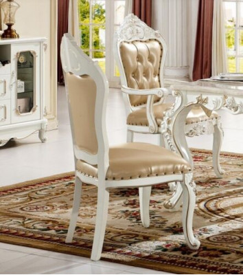 Chaise de salle à manger Chesterfield r classique Chaise de salon Beige Chaise à bras Simple Style baroque