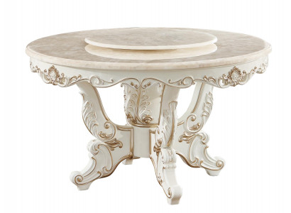 Table à manger Blanche Ronde Classique Salle à manger de luxe Tables en bois Design élégant