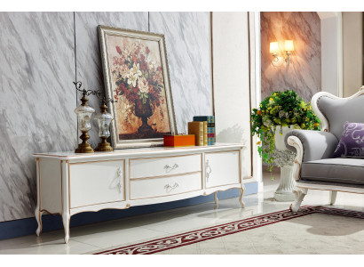 Bahut Blanc de Luxe Élégant Armoire Commode Armoires Buffet Bas Mobilier d'Hôtel