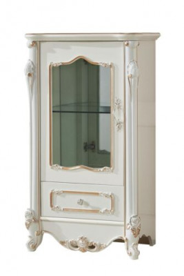 Vitrine Blanche Mobilier de salon de luxe en bois et verre Armoire design classique