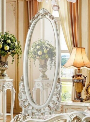Miroir sur pied Taille du corps du miroir Miroir sur pied classique Blanc en bois