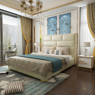 Designer lit double lit chambre lits chambre cuir hôtel luxe rembourrage