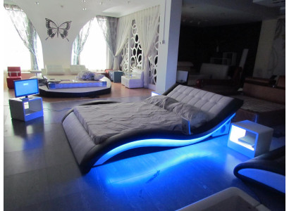 Design de lit de luxe Lits numériques USB Mobilier de chambre en cuir Double