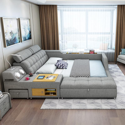 Lit double Lit rembourré Chambre Lit 180x200cm Lit multifonctionnels Lits