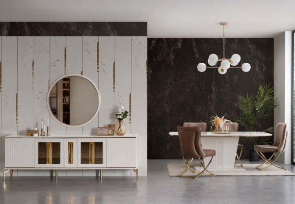 Ensemble de table à manger Groupe de salle à manger Table + 4 Chaises Ensemble de meubles de designer