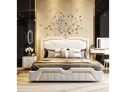 Conception Lit Rembourrage Luxe Double Lits Hôtel Mariage 180x200cm Sommeil