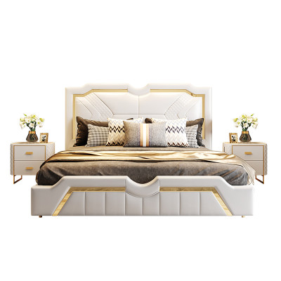 Conception Lit Rembourrage Luxe Double Lits Hôtel Mariage 180x200cm Sommeil