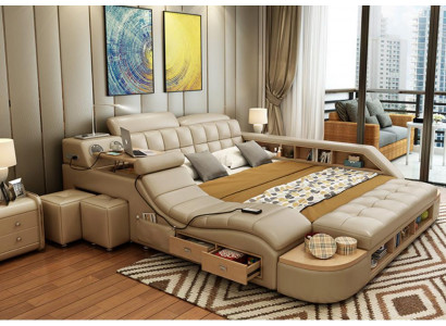 Lits multifonctions Lit en cuir de luxe Rembourrage de lit Fonction de massage d'hôtel moderne nouveau