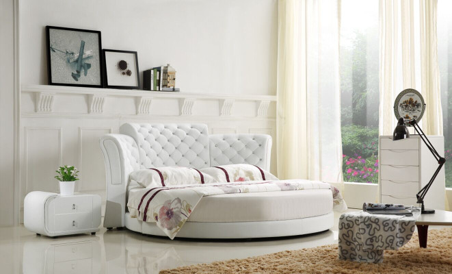 Chesterfield lit rond Mobilier d'ameublement Lits Chambre à coucher Lit en cuir Hôtel