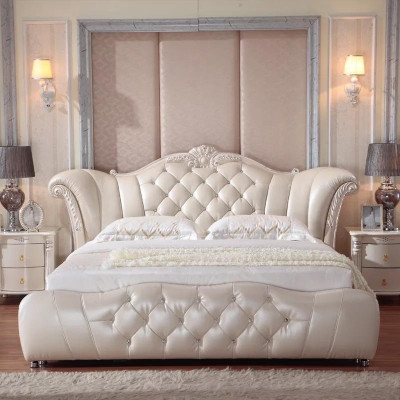 Conception lit Chesterfield Tissu Velours Rembourrage Hôtel Lits en Cuir Chambre